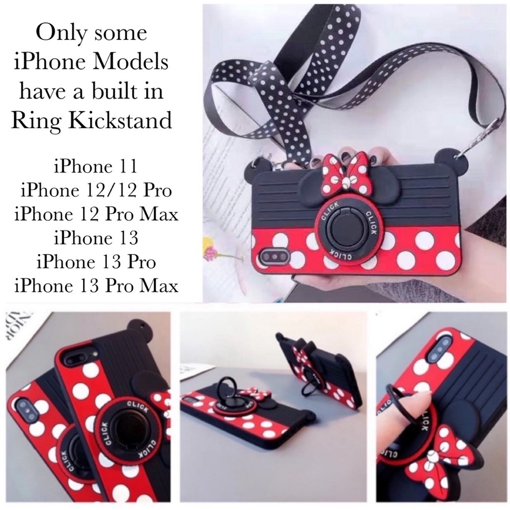 3D Minnie Mouse iPhone Case with Crossbody Strap - Picture 11 of 16